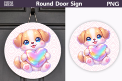 Valentine Animal Round Sign | Cute Baby Puppy Sublimation Product Image 1