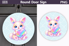 Valentine Animal Round Sign | Cute Baby Bunny Sublimation Product Image 1