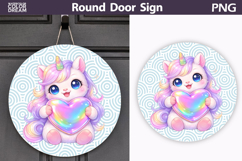 Valentine Animal Round Sign | Cute Baby Unicorn Sublimation Product Image 1