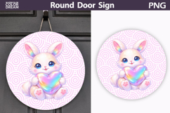 Valentine Animal Round Sign | Cute Baby Rabbit Sublimation Product Image 1
