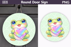 Valentine Animal Round Sign | Cute Baby Frog Sublimation Product Image 1