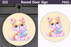 Valentine Animal Round Sign | Cute Baby Fox Sublimation Product Image 1