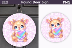 Valentine Animal Round Sign | Cute Baby Deer Sublimation Product Image 1
