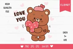 Valentine clip art: Cute teddy bear clipart kawaii animals 3 Product Image 1