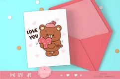 Valentine clip art: Cute teddy bear clipart kawaii animals 3 Product Image 3