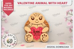 Valentine Animals with Heart Laser Cut Bundle. Cute Animals Product Image 3