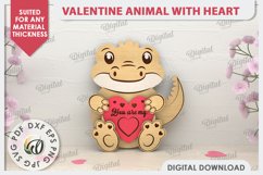 Valentine Crocodile with Heart Laser Cut. Cute Animals SVG Product Image 1