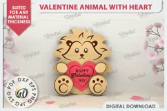 Valentine Lion with Heart Laser Cut. Cute Animals SVG Product Image 1