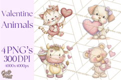 Valentine Animals Clipart PNG, Cute Animal Valentine Product Image 1