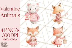 Valentine Animal Clipart PNG, Cute Teddy Bear Bunny Png Product Image 1