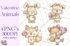 Valentine Animals Clipart PNG, Cute Animal Valentine Product Image 1