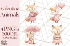 Valentine Animal Clipart PNG, Cute Teddy Bear Bunny Png Product Image 1