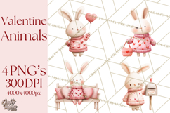 Valentine Animal Clipart PNG, Cute Teddy Bear Bunny Png Product Image 1