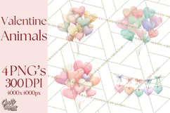 Valentine Animal Clipart PNG, Cute Teddy Bear Bunny Png Product Image 1