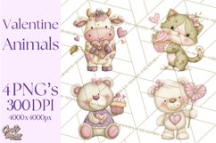Valentine Animals Clipart PNG, Cute Animal Valentine Product Image 1