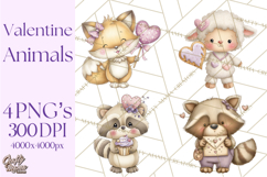 Valentine Animals Clipart PNG, Cute Animal Valentine Product Image 1