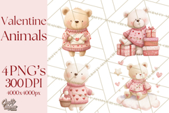 Valentine Animal Clipart PNG, Cute Teddy Bear Bunny Png Product Image 1