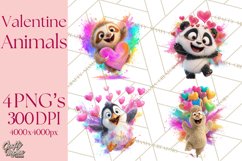 Kawaii Valentine Animals, Cute Heart Love Animals Png Product Image 1