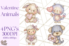 Valentine Animals Clipart PNG, Cute Animal Valentine Product Image 1
