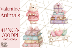 Valentine Animal Clipart PNG, Cute Teddy Bear Bunny Png Product Image 1