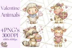 Valentine Animals Clipart PNG, Cute Animal Valentine Product Image 1