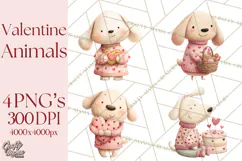 Valentine Animal Clipart PNG, Cute Teddy Bear Bunny Png Product Image 1