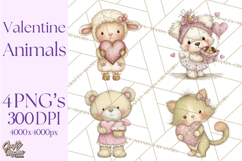 Valentine Animals Clipart PNG, Cute Animal Valentine Product Image 1