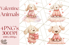 Valentine Animal Clipart PNG, Cute Teddy Bear Bunny Png Product Image 1