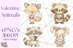 Valentine Animals Clipart PNG, Cute Animal Valentine Product Image 1