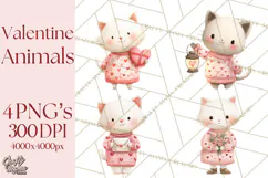 Valentine Animal Clipart PNG, Cute Teddy Bear Bunny Png Product Image 1