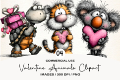 Valentine Animals Clipart Sublimation Product Image 1