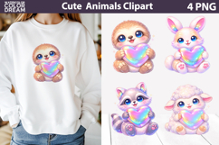 Cute Animals Clipart | Baby Animals Heart Sublimation Product Image 1