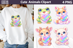 Cute Animals Clipart | Baby Animals Heart Sublimation Product Image 1