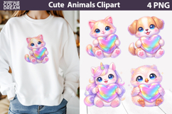 Cute Animals Clipart | Baby Animals Heart Sublimation Product Image 6
