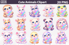Cute Animals Clipart | Baby Animals Heart Sublimation Product Image 1