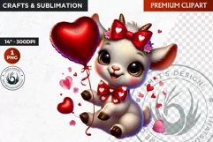 Valentine goat ,Valentine's day Animal Clipart, Valentines Product Image 1