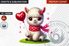 Valentine alpaca ,Valentine&#039;s day Animal Clipart, Valentines Product Image 1