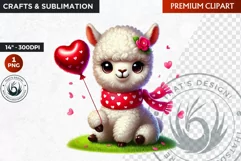 Valentine alpaca ,Valentine's day Animal Clipart, Valentines Product Image 1