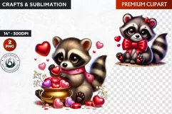 Valentine raccoon ,Valentine's day Animal Clipart, Valentine Product Image 1