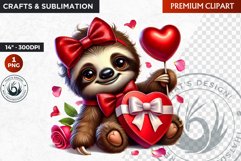 Valentine sloth ,Valentine&#039;s day Animal Clipart, Valentine Product Image 1
