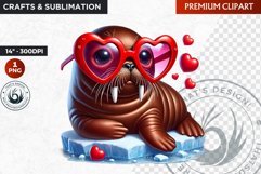 Valentine seal ,Valentine&#039;s day Animal Clipart, Valentine Product Image 1