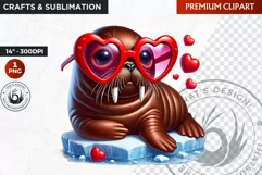 Valentine seal ,Valentine's day Animal Clipart, Valentine Product Image 1