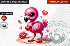 Valentine flamingo ,Valentine&#039;s day Animal Clipart, Valentin Product Image 1