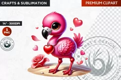 Valentine flamingo ,Valentine's day Animal Clipart, Valentin Product Image 1