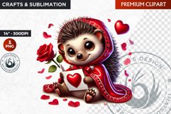 Valentine hedghog ,Valentine&#039;s day Animal Clipart, Valentine Product Image 1