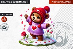 Valentine bear ,Valentine&#039;s day Animal Clipart, Valentine Product Image 1