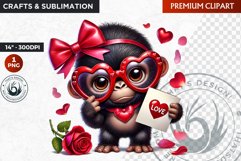 Valentine gorilla ,Valentine&#039;s day Animal Clipart, Valentine Product Image 1