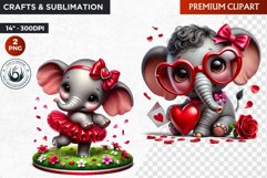 Valentine elephant ,Valentine&#039;s day Animal Clipart,love Product Image 1