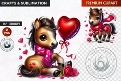 Valentine horse ,Valentine's day Animal Clipart, Valentines Product Image 1