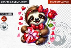 Valentine sloth ,Valentine&#039;s day Animal Clipart, Valentine Product Image 1